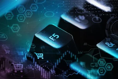 Keyboard with store database concept Stock Photos