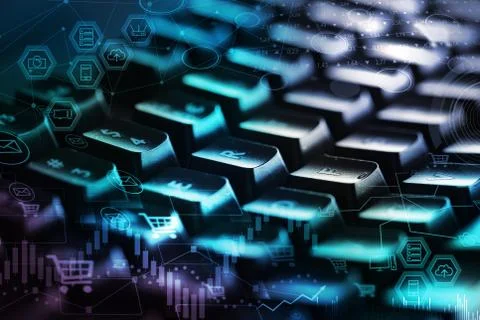 Keyboard with store database concept Stock Photos