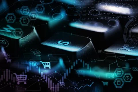 Keyboard with store database concept Stock Photos