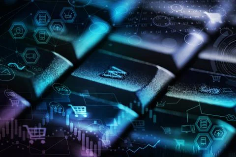 Keyboard with store database concept Stock Photos