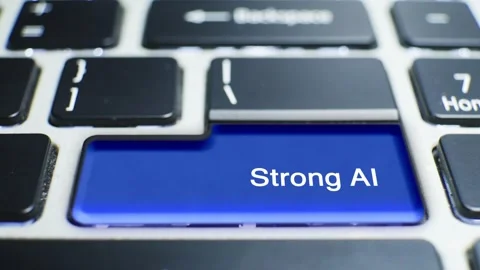 Keyboard Strong AI Button Pressed by hand finger Stock Footage 246649984