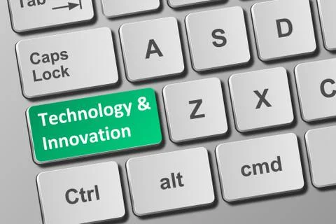 Keyboard with technology and innovation button Stock Illustration