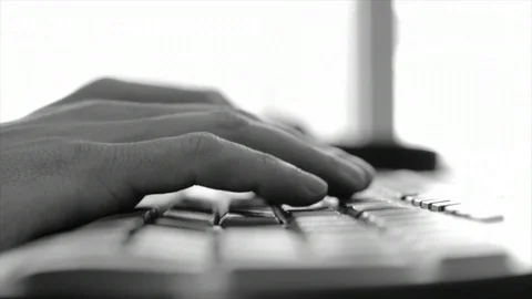 Keyboard typing computer office Stock Footage 98677323