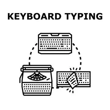 Keyboard typing evolution concept with analogue and digital Stockillustratie