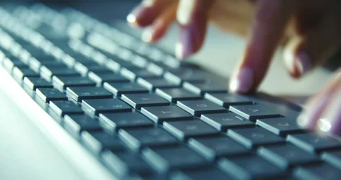 Keyboard Typing - Extreme Close Up - Slow Motion Stock Footage 265910498