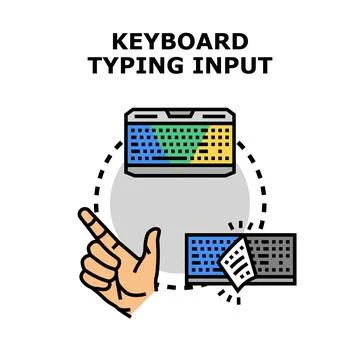 Keyboard typing input process for programming and data entry Stock Illustration