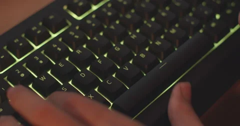 Keyboard Typing -  LED RGB CHANGING COLOR Video stock 145845268