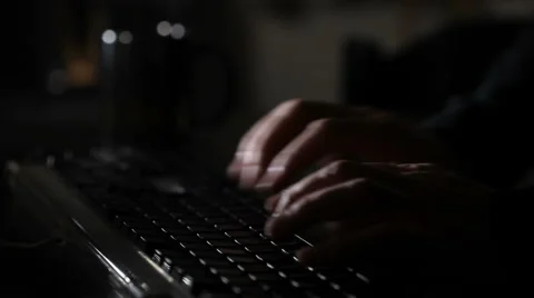 Keyboard typing at night Stock Footage 4834268