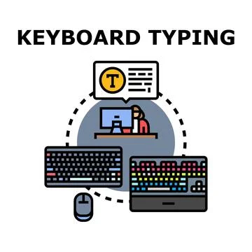 Keyboard typing process for digital content creation Illustrazione stock