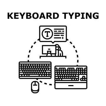 Keyboard typing process for digital content creation Stock Illustration