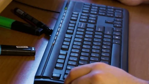 Keyboard Typing Useing Bouth Hands Stock Footage 71381427