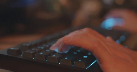 Keyboard Typing while using mouse - LED RGB SPECTRUM COLOR CHANGING Video stock 145847592