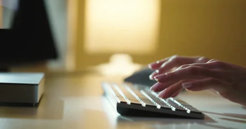 Keyboard Typing - Wide - Slow Motion Stock Footage 265910725