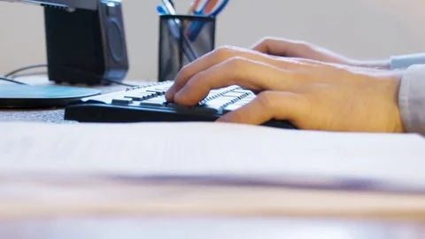 Keyboard Typing Working Stock Footage 71381198