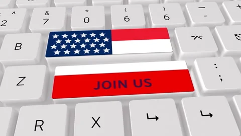 Keyboard US Flag  join us written on the keys. Stock Footage 306542079