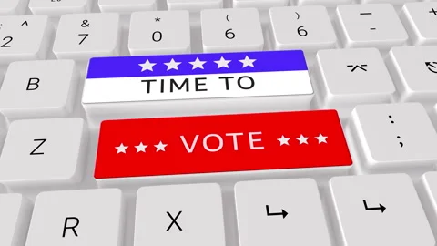 Keyboard US Flag  time to vote written on the keys. 스톡 동영상 306542203