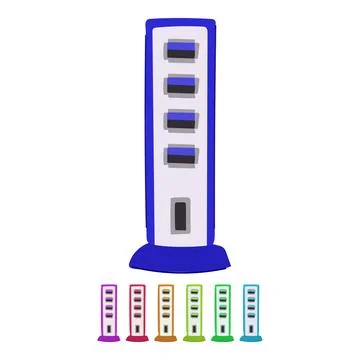 Keyboard usb hub vector cartoon graphic Stock Illustration