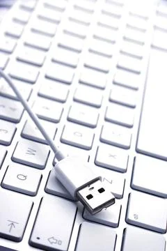 Keyboard with usb jack apple keyboard with usb jack on white background Co... Stock Photos