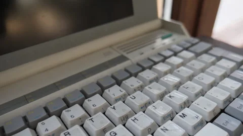 Keyboard Of Vintage Computer. Camera Flying Stock Footage 293303484