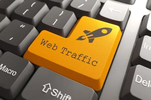 Keyboard with Web Traffic Button. Stock Illustration