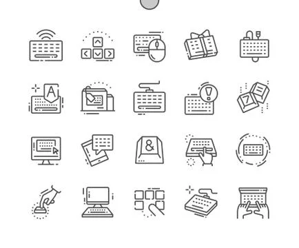 Keyboard Well-crafted Pixel Perfect Vector Thin Line Icons 30 2x Grid for Web Ilustração Stock