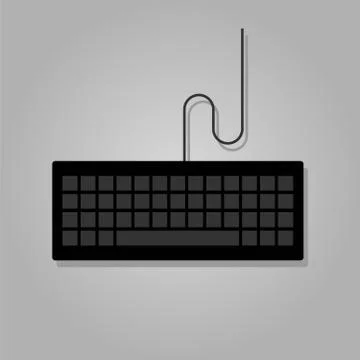 Keyboard with wire cable. Flat vector illustration. Illustrazione stock