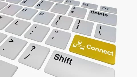 Keyboard with yellow connect key Illustrazione stock