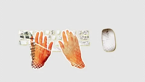 Keybord &amp; Mouse use - paper-styled cut-out Video stock 311128550