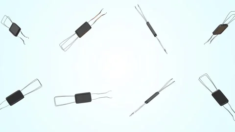 Keycaps Puller Falling on a Light Blue Background. Keyboard Keys Puller. 4K Stock Footage 301429677