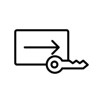 Keycard access icon linear logo mark in black and white Stock Illustration