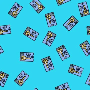 Keycard virtual conference vector seamless pattern Stock Illustration