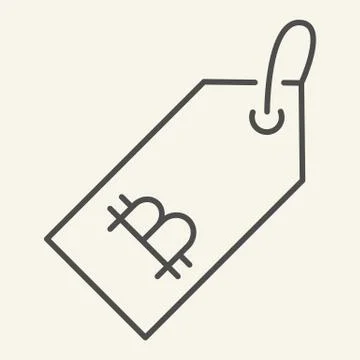 Keychain with bitcoin thin line icon. Bitcoin trinket vector illustration 스톡 일러스트