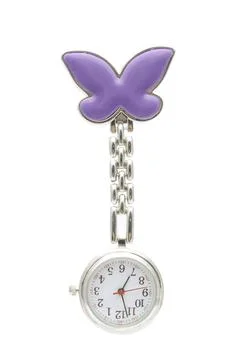 Keychain with the clock isolated on white Stock Photos