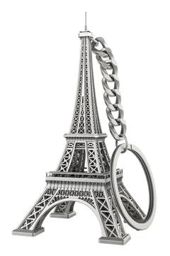 Keychain Eiffel Tower, 3D rendering Illustrazione stock