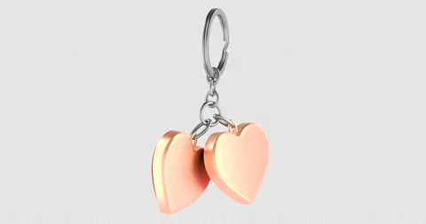 Keychain with two red hearts, rotation animation seamlessly loopable. 3D re.. Stock Footage 332251850