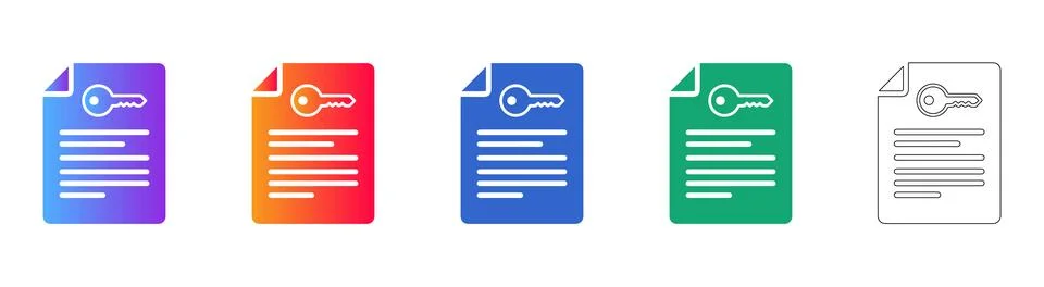 Keyed Document Security Icons Stock Illustration
