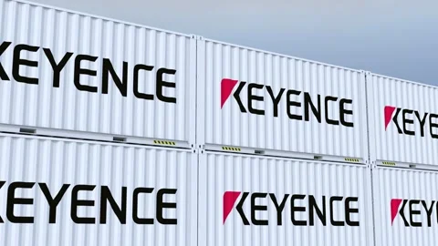 Keyence logo Flag representing international trade Stock Footage 262930105