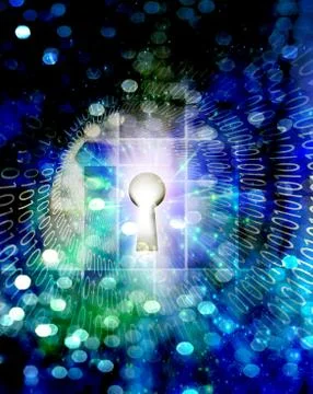 Keyhole and binary code 库存插图