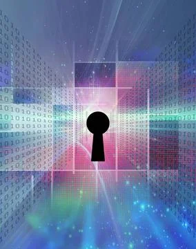 Keyhole and binary Modern art. Keyhole and binary code on a background. Co... Stock Photos
