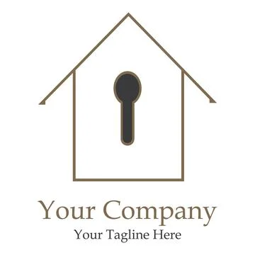 Keyhole and home logo combination - editable and printable Stock Illustration