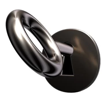Keyhole and key on white background - 3d illustration Stock Illustration