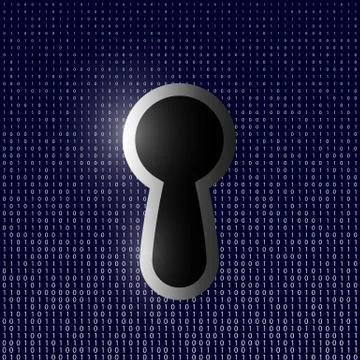 Keyhole on the background of binary code Stock Illustration