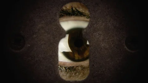 Keyhole eye macro nervous big Stock Footage 71683375