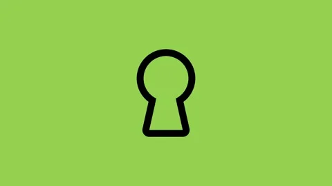 Keyhole icon animation on green screen background, door lock in line art style Stock Footage 317529084