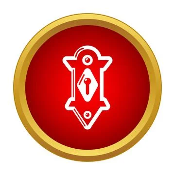 Keyhole icon on red circle button illustration 스톡 일러스트