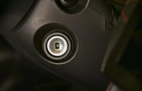 Keyhole, ignition switch in the passenger car Stock Photos