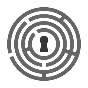Keyhole inside the maze icon isolated on white background. 스톡 일러스트