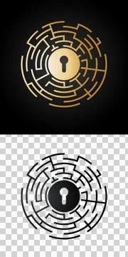 Keyhole inside the maze icon isolated on white background vector illustration  Stock Illustration