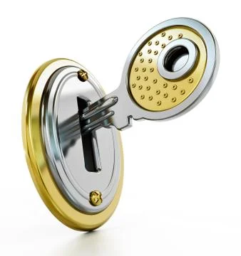 Keyhole on the lock isolated on white background. 3D illustration Stock Illustration