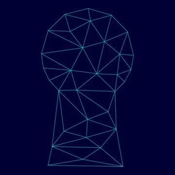 Keyhole low poly triangulation triangulated polygonal electric cyan blue vi.. Stock Illustration
